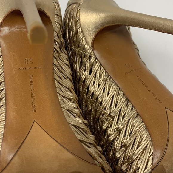 Gold Tabitha Simmons open toe zipper back heels - Picture 7 of 7